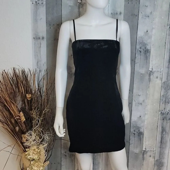 L'agence Velvet Spaghetti Strap Mini Black Dress - Picture 2 of 9